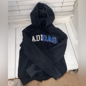 Adidas Black Hoodie With Blue And White Lettering